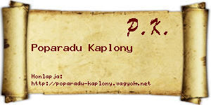 Poparadu Kaplony névjegykártya